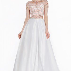 Beaded 2 Piece Satin Ball Gown CNCK35